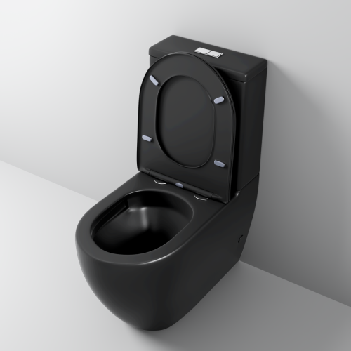 Унитаз напольный с бачком Grossman Торнадо GR-4446BMSQ черный с сиденьем безободковый смыв торнадо - фото 3