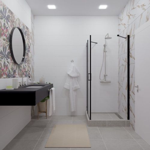 Душевой уголок Тритон Йота-Блэк Щ0000054032 90х90 стекло прозрачное профиль черный без поддона - фото 2