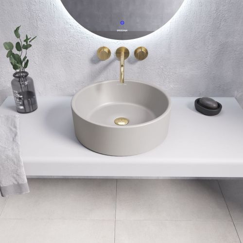 Раковина из сантехнического фаянса Grossman Color GR-3013GLM 40х40 накладная цвет серый без отверстий под смеситель - фото 2