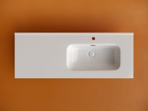 Раковина из сантехнического фарфора Ceramica Nova ELEMENT CN7006R 120х50 накладная цвет белый 1 отверстие под смеситель - фото 2