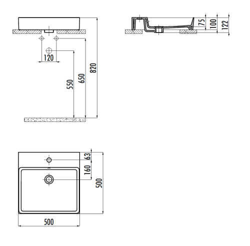 Раковина из сантехнического фарфора Creavit Volga VX255-00CB00E-0000 50х50 накладная цвет белый - фото 2