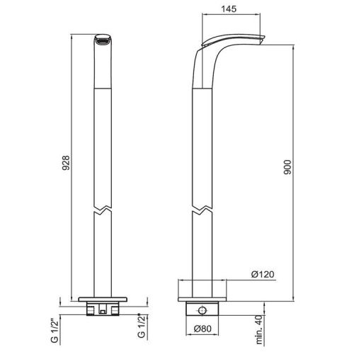 Смеситель Webert AI832301560 напольный черный - фото 3