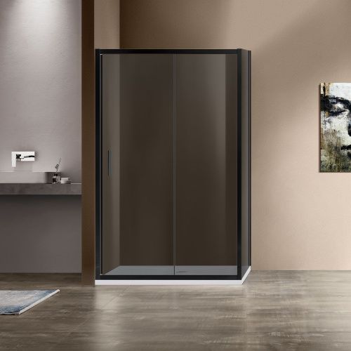 Душевой уголок Vincea Garda VSR-1G9012CGB 120х90 стекло тонированное профиль черный без поддона