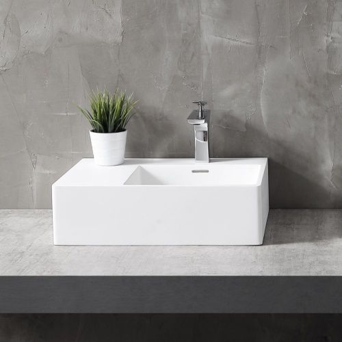 Раковина из искусственного камня Abber STEIN AS2644 R 60х40 подвесная цвет белый без отверстий под смеситель - фото 2