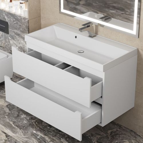 Тумба под раковину Uperwood Tanos 291020245 90х50 подвесная цвет белый - фото 4