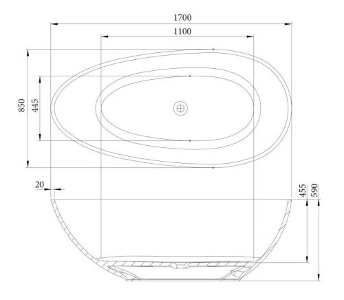 Ванна из искусственного камня C-Bath CBM002001 170х85 отдельностоящая овальная - фото 5