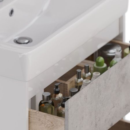 Тумба под раковину LeMark Combi LM03C80T-Beton 70х40 напольная цвет серый/белый