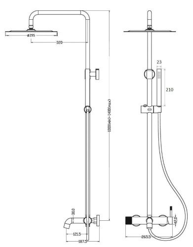Душевая стойка Boheme Uno 468-CB настенная цвет медь - фото 2