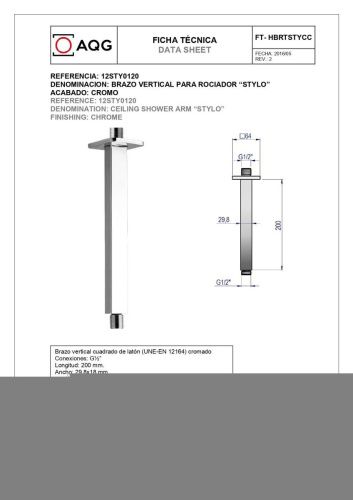 Кронштейн для верхнего душа AQG 12STY0120 хром - фото 2