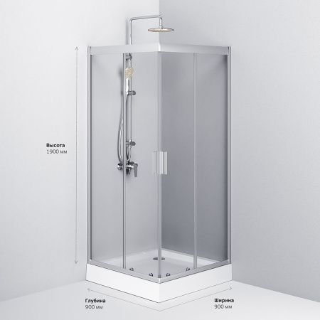 Душевой уголок Am.Pm Gem W90G-403-090MT 90х90 стекло прозрачное профиль хром без поддона