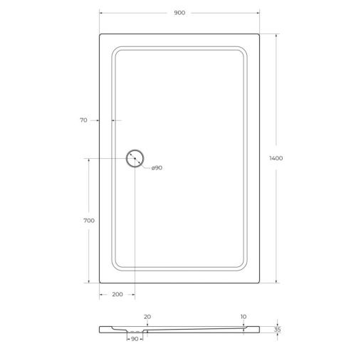 Душевой поддон из стеклопластика Cezares TRAY-M-AH-140/90-35-W 140х90 белый без ножек - фото 2