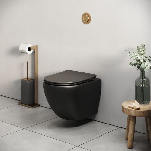 Унитаз подвесной Grossman Color GR-4455BMS черный с сиденьем микролифт безободковый каскадный смыв - фото 5