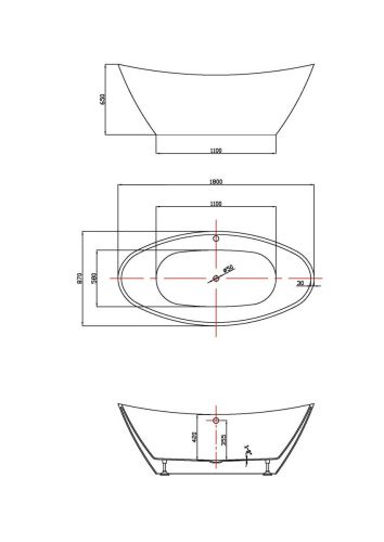 Ванна акриловая Vincea VBT-203 180х85 отдельностоящая овальная - фото 3