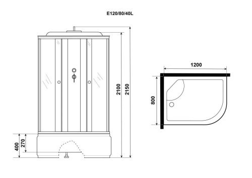 Душевая кабина Niagara Eco E120/80/40L/TN 120х80 асимметричная с крышей ориентация левая - фото 4