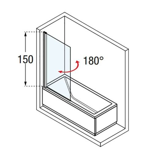 Душевая шторка на ванну Novellini Aurora AURORAN175-1K 75х150 стекло прозрачное профиль хром ориентация универсальная - фото 2