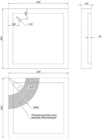 Душевой поддон акриловый Aquanet НХ108 00180694 90х90 белый без каркаса