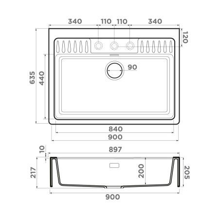 Кухонная мойка Omoikiri Kinokawa 90 4993853 90х65 цвет белый