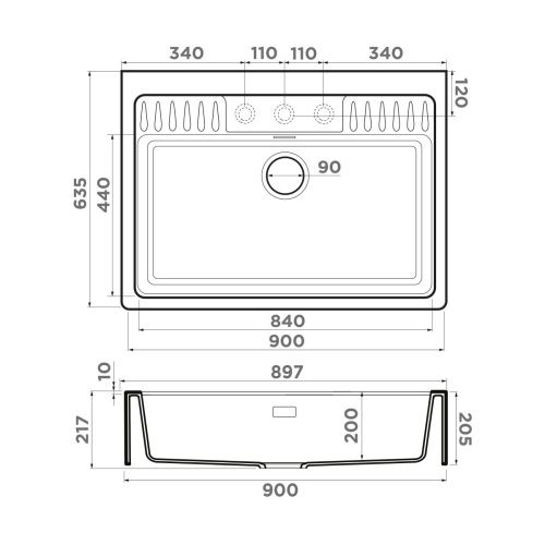 Кухонная мойка Omoikiri Kinokawa 90 4993855 90х65 цвет серый - фото 2
