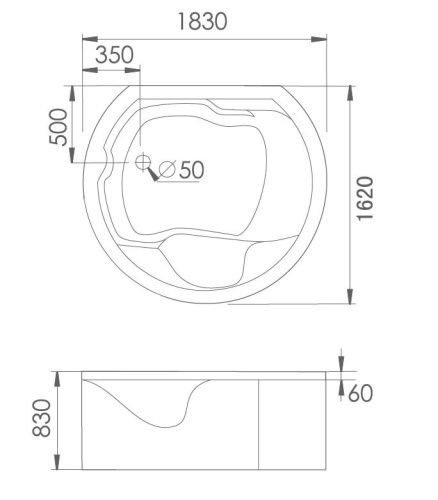 Ванна акриловая гидромассажная Gemy G9063 O 185х160 отдельностоящая овальная с каркасом - фото 3