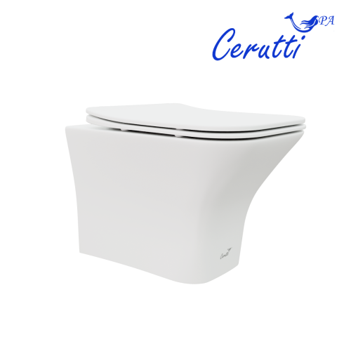Унитаз подвесной Cerutti SPA CT9242 белый с сиденьем микролифт безободковый каскадный смыв - фото 4