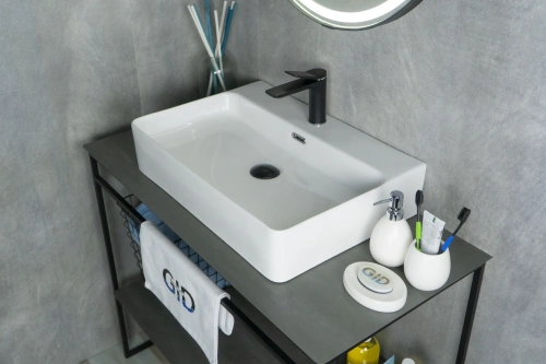 Раковина керамическая Gid Geométrico 51172 60х40 накладная цвет белый 1 отверстие под смеситель - фото 5