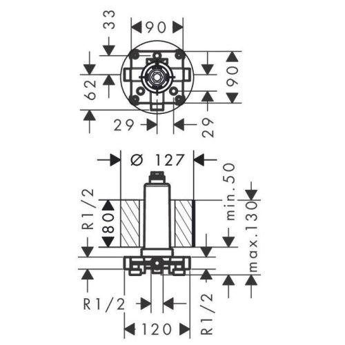 Скрытая часть верхнего душа Hansgrohe Rainmaker Select 24010180 - фото 2