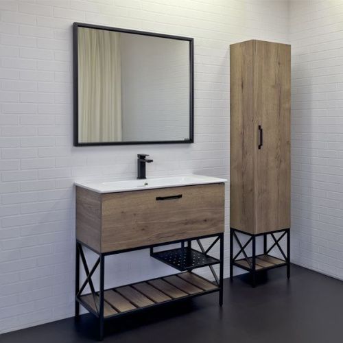 Тумба с раковиной Comforty Бредфорд 00-00009403CF 90х50 напольная цвет коричневый - фото 5