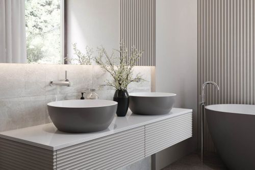 Раковина из искусственного камня Holbi MOON 2.02.001.44.4 40х40 накладная цвет серый - фото 5