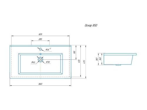 Раковина из сантехнического фарфора Kirovit Оскар У18298 90х50 встраиваемая цвет белый - фото 4