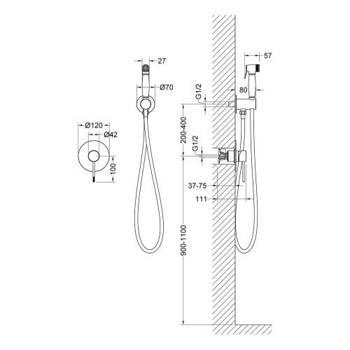 Смеситель с гигиеническим душем Timo Saona 2389/13SM встраиваемый в стену никель - фото 2