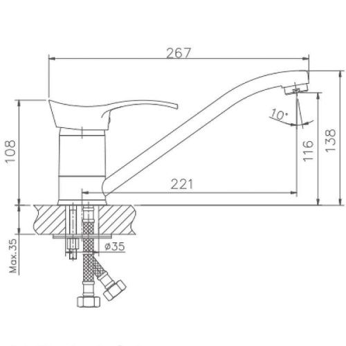 Смеситель для кухни Haiba HB01 HB4401 на мойку хром - фото 2