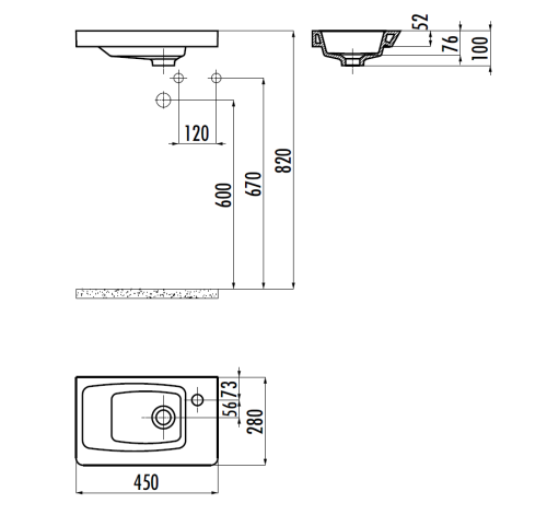 Раковина из сантехнического фарфора Creavit Memory MY045-00CB00E-0000 50х30 накладная цвет белый 1 отверстие под смеситель - фото 2