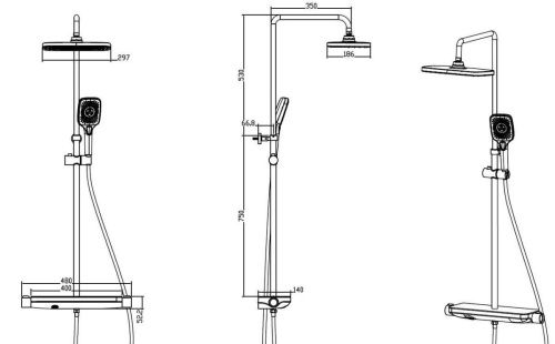 Душевая стойка Savol SK-H3445H настенная цвет черный - фото 2