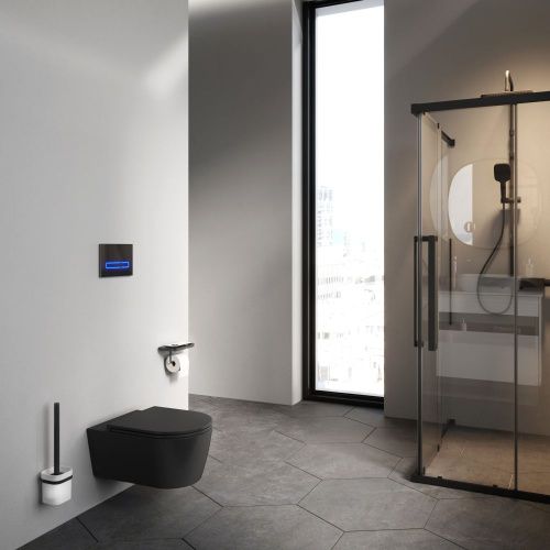 Унитаз подвесной Am.Pm Func C8F1701MBSC черный с сиденьем микролифт безободковый каскадный смыв - фото 4