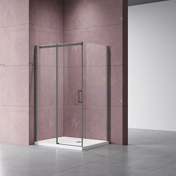 Душевой уголок Vincea Dice VSR-4D8016CLGM 160х80 стекло прозрачное профиль вороненая сталь без поддона