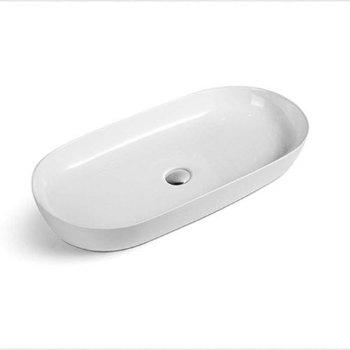 Раковина из сантехнического фарфора Vincea VBS-114 80х40 накладная цвет белый без отверстий под смеситель