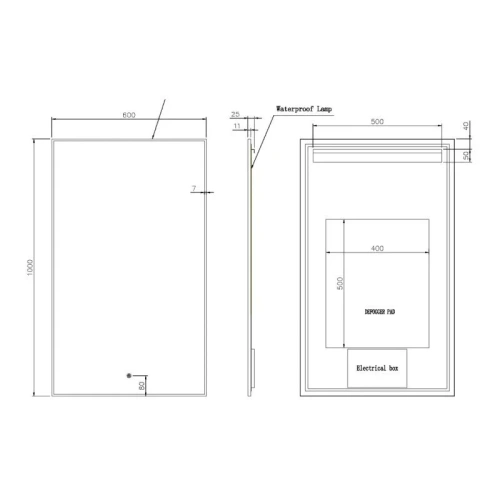Зеркало с подсветкой и антизапотевателем Boheme 569-B 60х100 подвесное - фото 2