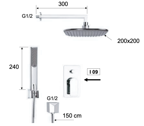 Душевая система Remer Infinity i09S02 встраиваемая в стену цвет хром - фото 2