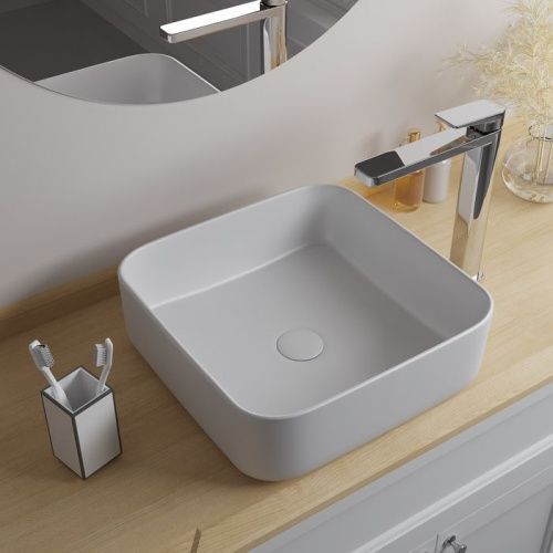 Раковина керамическая Iddis Bridge BRIWS04i27 40х40 накладная цвет белый без отверстий под смеситель - фото 5