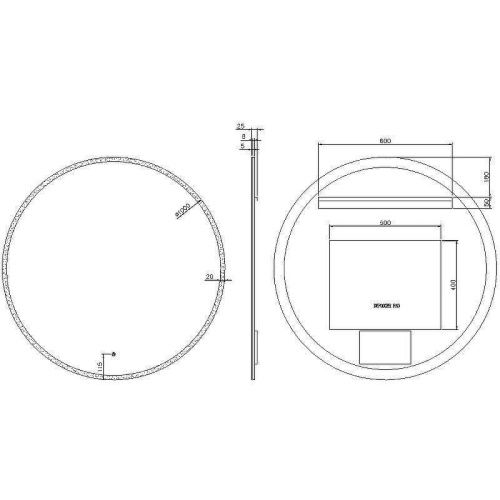 Зеркало с подсветкой и антизапотевателем Boheme 545-100-GM 100х100 подвесное - фото 2
