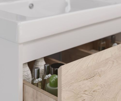 Тумба под раковину LeMark Combi LM03C100T-dub 100х40 напольная цвет бежевый/белый - фото 4