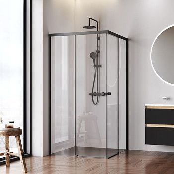 Душевой уголок Am.Pm X-joy W94G-403-100100-BТ1К 100х100 стекло прозрачное профиль черный без поддона