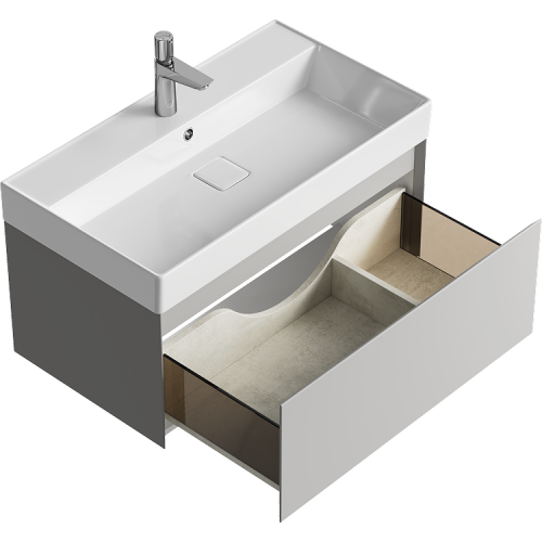 Тумба под раковину Aqwella Y GE01081ST 80х50 подвесная цвет серый - фото 2