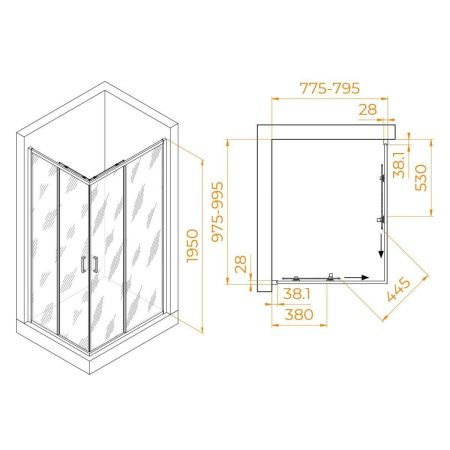 Душевой уголок RGW Passage 030824680-11 100х80 стекло прозрачное профиль хром без поддона