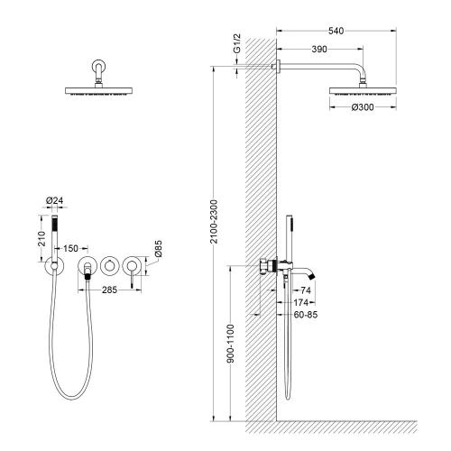 Душевая система Timo Saona SX-2348/00SM встраиваемая в стену цвет хром - фото 2