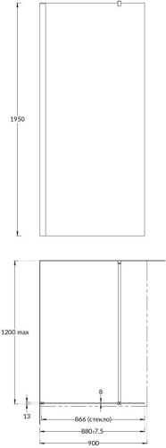 Душевая перегородка Kerama Marazzi VETRO VE.90.WI.CR 90х195 стекло прозрачное профиль хром - фото 2