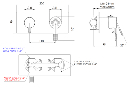 Смеситель для душа Remer Atelier AL92Z встраиваемый в стену хром