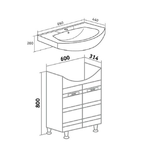 Тумба под раковину Runo Турин УТ000002093 60х30 напольная цвет белый - фото 4