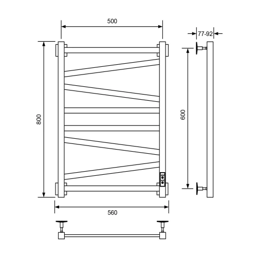 Полотенцесушитель электрический Veconi Barro-C B8050B-C 50х80 черный - фото 2