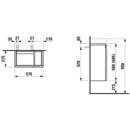 Тумба под раковину Laufen Pro 4.8300.1.095.479.1 50х30 подвесная цвет коричневый